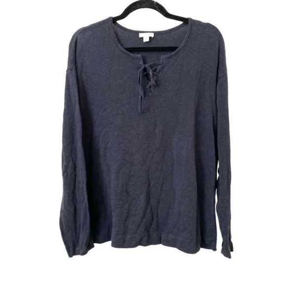 J.JILL Lace Up Long Sleeve Sweater Sz L‎ - Picture 1 of 4